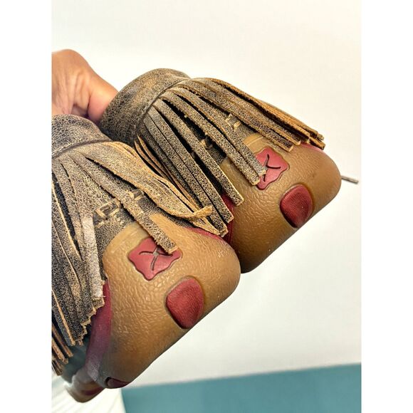 Twisted X Boots Bomber Tribal Pattern Leather Fringe Moccasin Size 6.5 - Picture 9 of 15